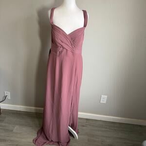 NWT Azazie Joretta Amethyst Chiffon Floor Length Bridesmaid Dress Womens 12
